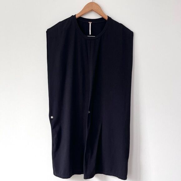 Free People Women Shift Black Mini Dress Oversized XS Minimalist Woven Stretch - Picture 1 of 8